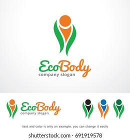 Eco Body Logo Template Design Vector, Emblem, Design Concept, Creative Symbol, Icon