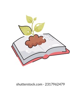Eco book doodle vector outline Sticker. EPS 10 file