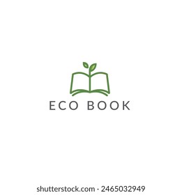 Elemento de diseño de logotipo de icono de libro ecológico, símbolo creativo, logotipo de Vector de tienda de libros, educación de árbol de libros, hoja con libro. educación.