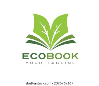 eco book leaf nature logo icon symbol design template illustration inspiration
