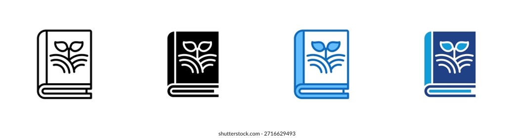 Vector de diseño de íconos de estilo múltiple de Eco Book: libro cerrado con una planta que brota en la portada, que simboliza el aprendizaje, el crecimiento y la sostenibilidad ecológicos