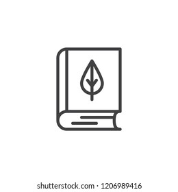 Eco book outline icon. linear style sign for mobile concept and web design. Book with leaf simple line vector icon. Symbol, logo illustration. Pixel perfect vector graphics