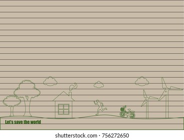 Eco book recycled with save world save life  vector illustration