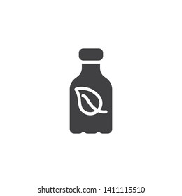 Eco bottle vector icon. filled flat sign for mobile concept and web design. Bottle with leaf glyph icon. Symbol, logo illustration. Vector graphics
