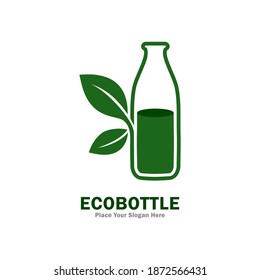 Plantilla de logotipo del vector del frasco ecológico. Adecuado para negocios, web, naturaleza, salud y arte