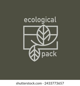Öko-Box mit grünem Blatt-Symbol. Biologisch abbaubare, kompostierbare Verpackung. Umweltfreundliche Materialproduktion. Naturschutzkonzept. Vektor-Illustration, bearbeitbare Striche. Vektorgrafik