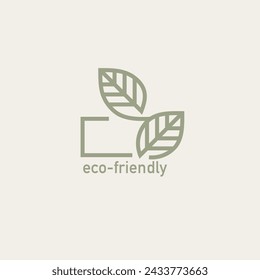 Eco box with green leaf icon. Biodegradable, compostable packaging. Eco friendly material production. Nature protection concept. Vector Illustration, editable strokes. Vector illustration