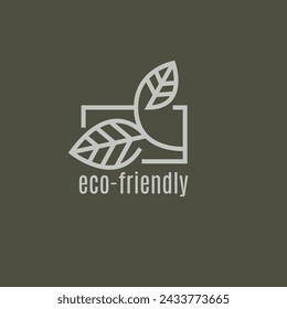 Eco box with green leaf icon. Biodegradable, compostable packaging. Eco friendly material production. Nature protection concept. Vector Illustration, editable strokes. Vector illustration