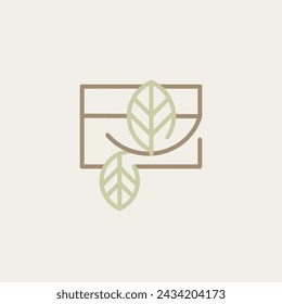 Eco box with green leaf icon. Biodegradable, compostable packaging. Eco friendly material production. Nature protection concept. Vector Illustration, editable strokes. Vector illustration