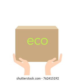 Eco box in hand,vector ecology concept