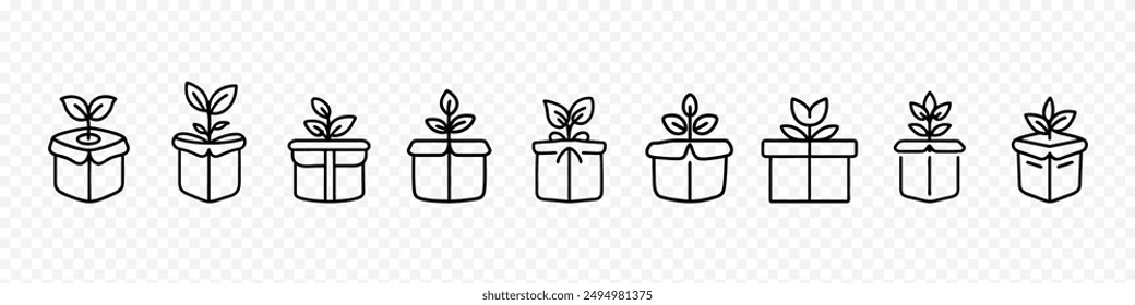 Eco Box Icon, Eco packaging icon, eco packaging icon symbol, Delivery boxes of plants logo, leaf plants box logo vector, gift box icons