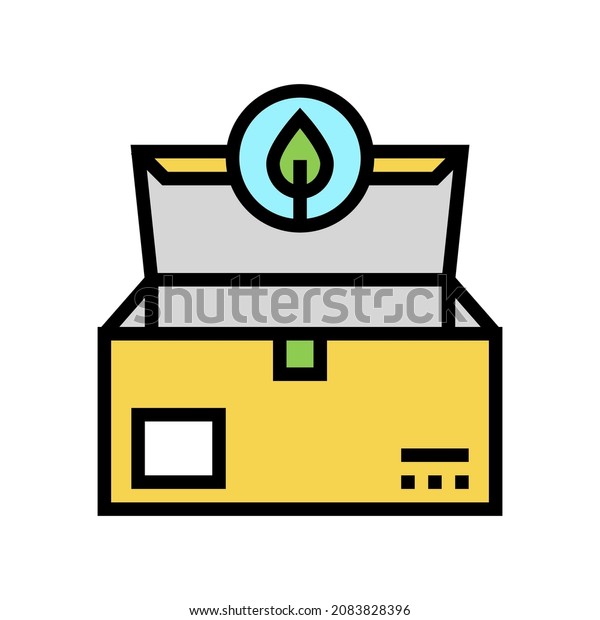 eco box packaging color icon vector.\
eco box packaging sign. isolated symbol\
illustration