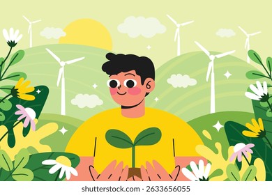Eco Boy Dibujado a mano Composición