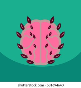 Eco brain with leafs on ecology style with Bashers