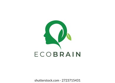 Eco Brain Logo Design for Green Technology, Sustainable Innovation and Environmental Brand Identity