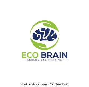 Logotipo del cerebro ecológico- Diseño del logotipo ecológico- Logotipo del cerebro- Logotipo de hoja