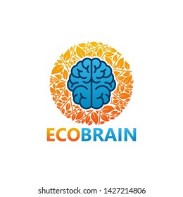 Eco Brain Logo Template Design Vector, Emblem, Design Concept, Creative Symbol, Icon