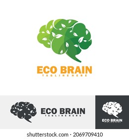 Eco brain logo vector illustration. This design is based on the concept of leaves and brains with an attractive and modern shape