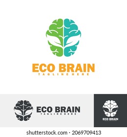 Eco brain logo vector illustration. This design is based on the concept of leaves and brains with an attractive and modern shape