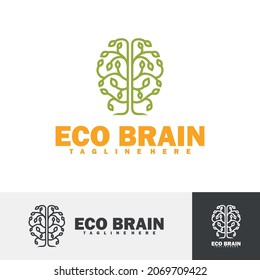 Eco brain logo vector illustration. This design is based on the concept of leaves and brains with an attractive and modern shape