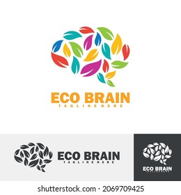 Eco brain logo vector illustration. This design is based on the concept of leaves and brains with an attractive and modern shape