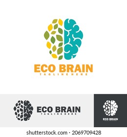 Eco brain logo vector illustration. This design is based on the concept of leaves and brains with an attractive and modern shape