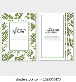 Eco brochure design vector template. Corporate poster with green leaves