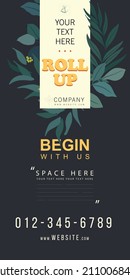 Eco brochure design vector template. Corporate poster with green leaves.