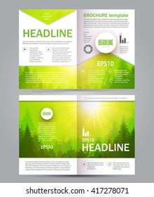 Eco Brochure. Forest Flyer. Nature Poster Template. Vector illustration