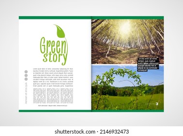 Eco brochure layout with nature landscape background, vctor illustration ready for use