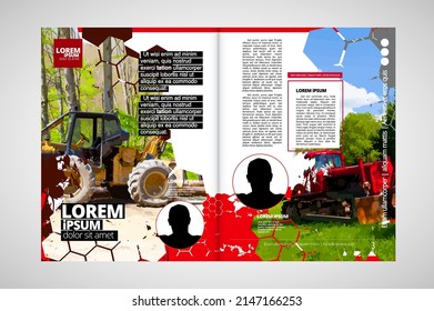 Eco brochure layout with nature landscape background, vctor illustration ready for use