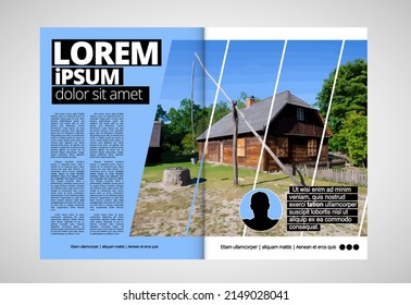 Eco brochure layout with nature landscape background, vctor illustration ready for use