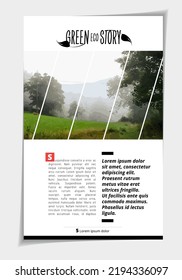 Eco brochure layout with nature landscape background, vctor illustration ready for use.