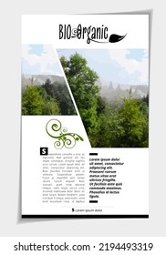 Eco brochure layout with nature landscape background, vctor illustration ready for use.