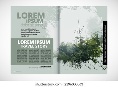 Eco brochure layout with nature landscape background, vctor illustration ready for use.