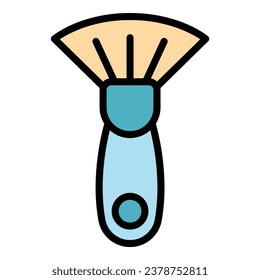 Vector de contorno de icono de pincel ecológico. Maquillaje cosmético. Color plano de la herramienta ocular