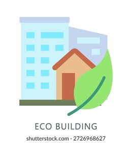 Eco Building Flat Icon Mini Illustration, Use For Modern Concept, Print, Ui, Ux Kit, Web And App Development. Vector Related To Green Technology And More