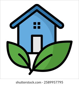 Eco Building Icon Element For Design