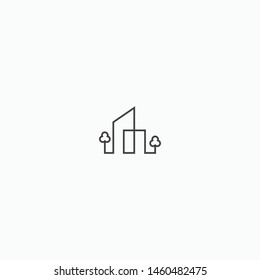 Eco Building Logo Design Template. Minimaist, Real Estate, Eco - Vector