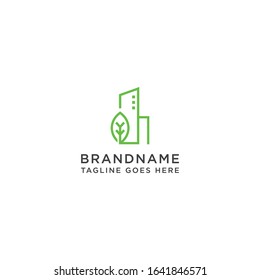 Eco building logo design template vector illustration