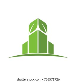 eco building tower vector logo.
