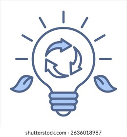 Ilustración vectorial de icono azul de bombilla ecológica