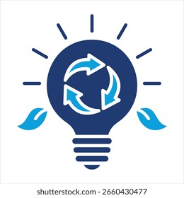 Ilustração do vetor do ícone azul plano da lâmpada ecológica