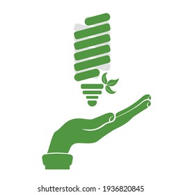 Eco bulb in hand icon vector illustration design isolated