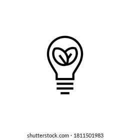 Eco bulb Icon  in black line style icon, style isolated on white background