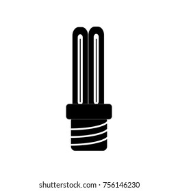 Eco bulb icon. Black. Vector.