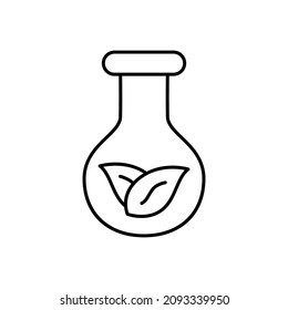Eco bulb Icon in flat black line style, isolated on white background