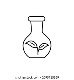 Eco bulb Icon in flat black line style, isolated on white background