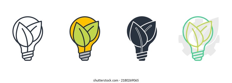 Öko-Glühbirnen-Logo, Vektorgrafik. Lampen-Umweltlampe mit Vorlage für Leuchtensymbole für die grafische und Web-Design-Kollektion