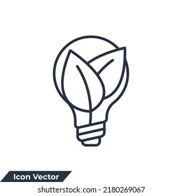 eco bulb icon logo vector illustration. Lamp environmental light bulb with leaf symbol template for graphic and web design collection